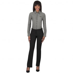 Ladies Long Sleeve Oxford Shirt  - Charcoal Only