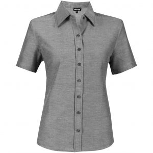 Ladies Short Sleeve Oxford Shirt  - Charcoal Only