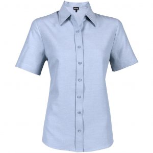 Ladies Short Sleeve Oxford Shirt  - Light Blue Only