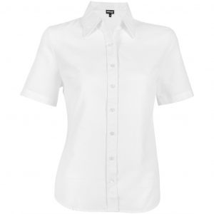 Ladies Short Sleeve Oxford Shirt  - White Only