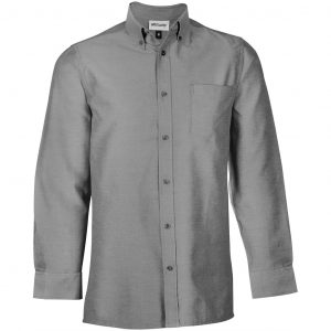 Mens Long Sleeve Oxford Shirt  - Charcoal Only