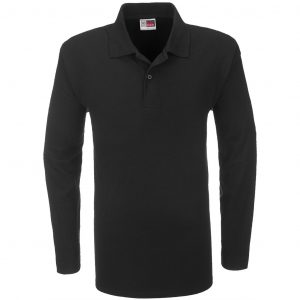 Mens Long Sleeve Boston Golf Shirt  - Black Only