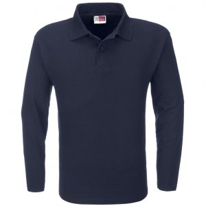 Mens Long Sleeve Boston Golf Shirt  - Navy Only