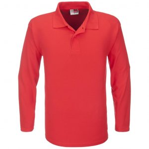 Mens Long Sleeve Boston Golf Shirt  - Red Only