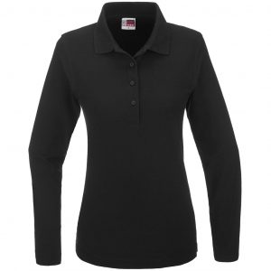 Ladies Long Sleeve Boston Golf Shirt  - Black Only