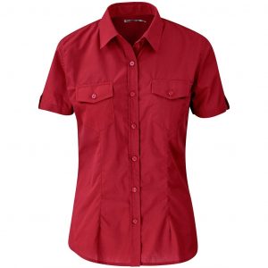 Ladies Short Sleeve Kensington Shirt  - Red Only
