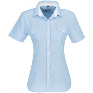 Ladies Short Sleeve Windsor Shirt - Light Blue Only
