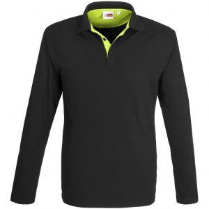 Mens Long Sleeve Solo Golf Shirt  - Lime Only