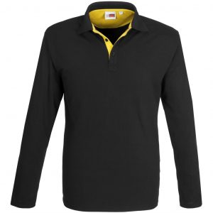 Mens Long Sleeve Solo Golf Shirt  - Yellow Only
