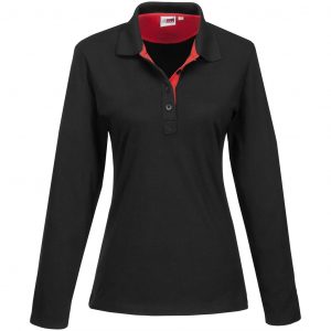 Ladies Long Sleeve Solo Golf Shirt  - Red Only