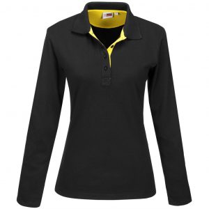 Ladies Long Sleeve Solo Golf Shirt  - Yellow Only
