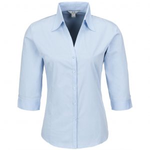 Ladies 3/4 Sleeve Metro Shirt  - Light Blue Only