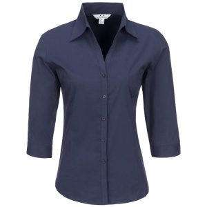 Ladies 3/4 Sleeve Metro Shirt  - Navy Only