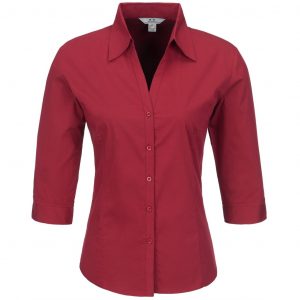 Ladies 3/4 Sleeve Metro Shirt  - Red Only