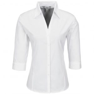 Ladies 3/4 Sleeve Metro Shirt  - White Only