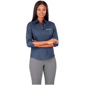 Ladies 3/4 Sleeve Micro Check Shirt