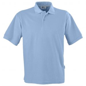 Mens Crest Golf Shirt  - Light Blue Only