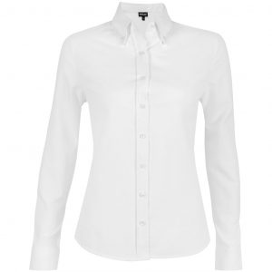 Ladies Long Sleeve Oxford Shirt  - White Only
