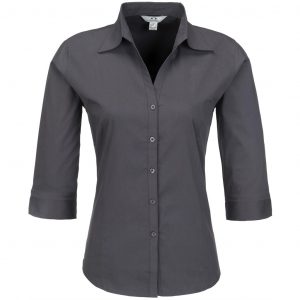 Ladies 3/4 Sleeve Metro Shirt  - Grey Only