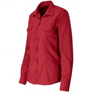 Ladies Long Sleeve Kensington Shirt  - Red Only
